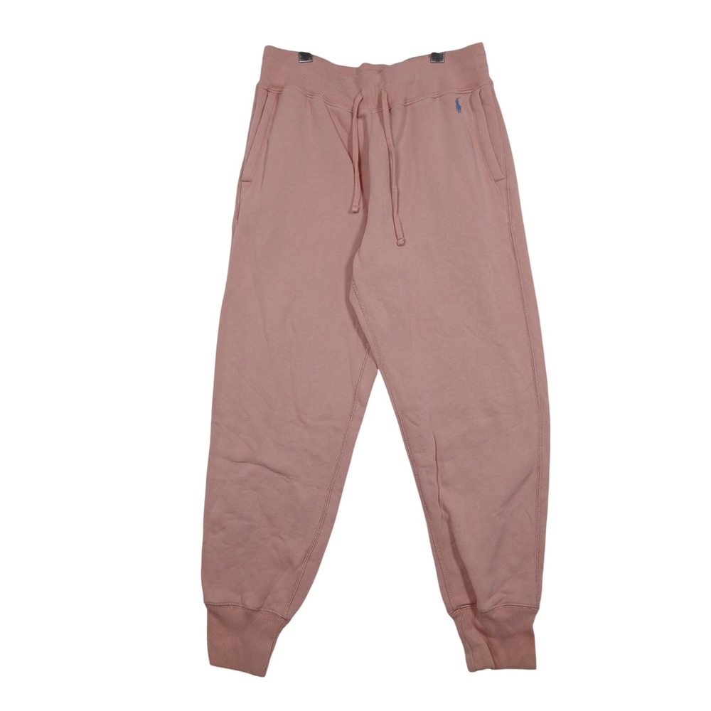 Polo Ralph Lauren Pink Fleece Joggers Sweatpants Blue Pony Logo Mens Medium